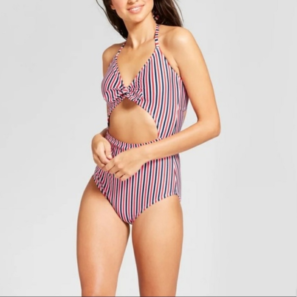 Clean Water Red, White and Blue Cutout Swimsuit